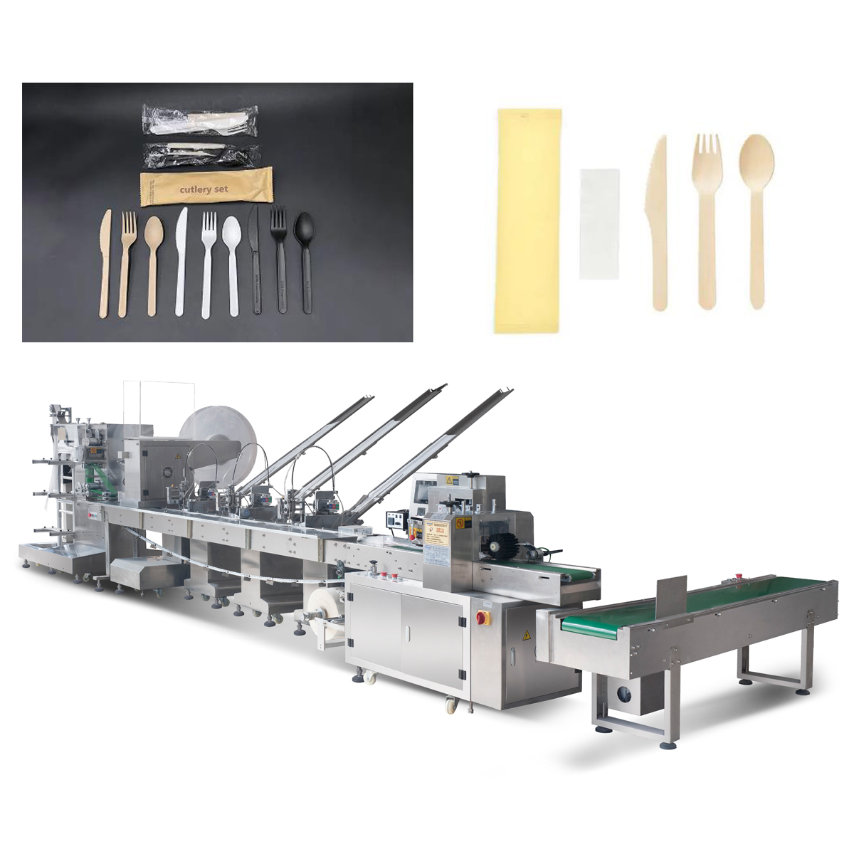 Automatic Disposable tableware Aviation Cutlery Set Auto Wrapping packing Machine