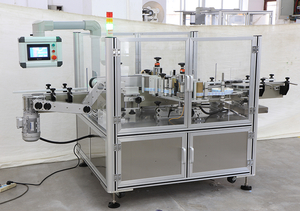 Automatic Sticker Front Back Two Sides Glass / Plastic Flat Square Bottle Labeling Machine